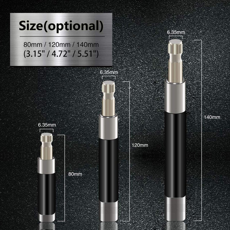 KATUR Quick Release Magnetic Screwdriver Extension Bit Holder, 1/4 Inch Hex Shank Connection Rod Adapter, Magnetic Shock Adapter for Nuts Drill and Handheld Driver 80-120mm,120-200mm,140-240mm - Image 2